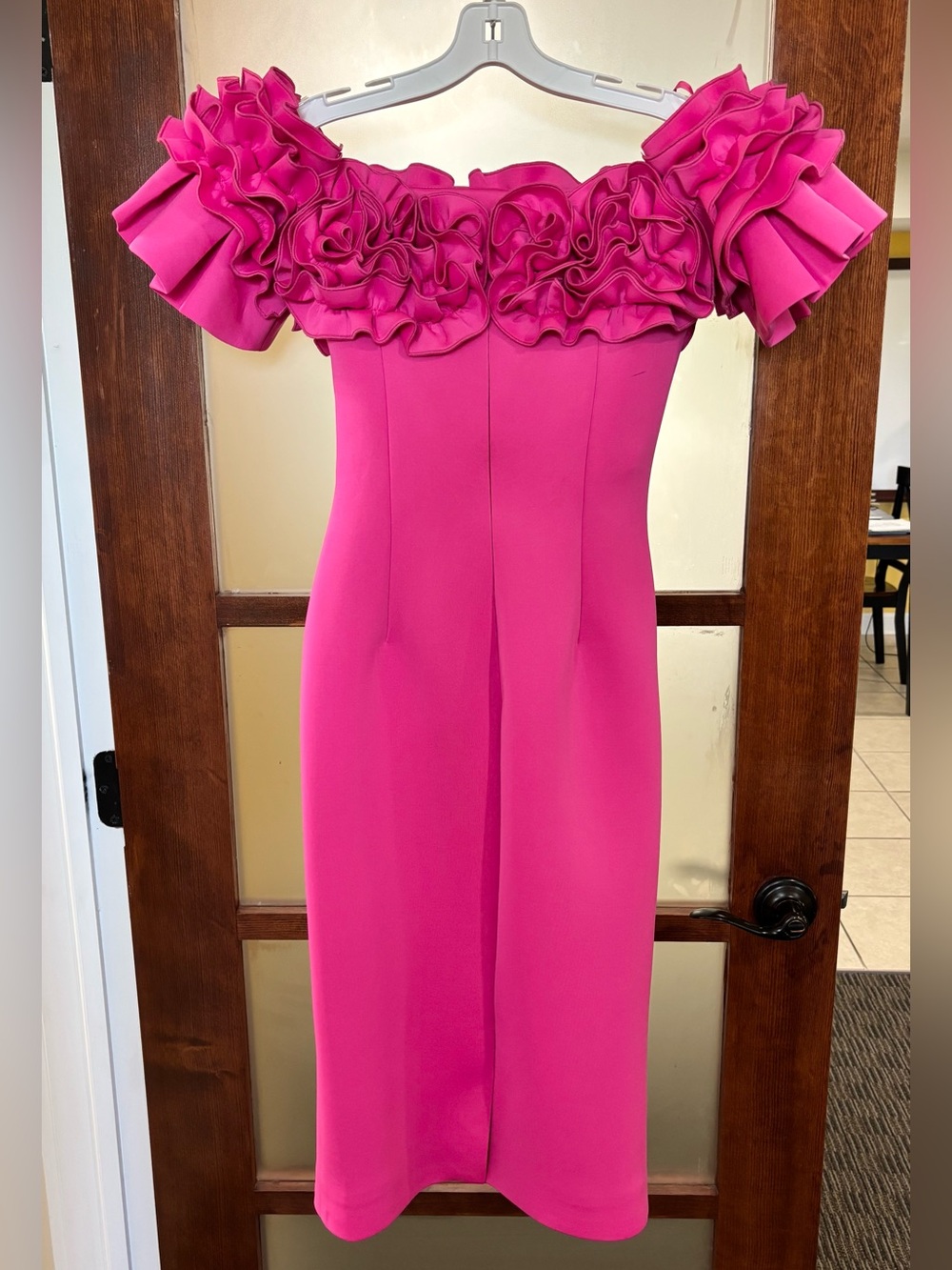 Jovani Hot Pink Ruffle Cocktail Dress - Picture 3 of 4
